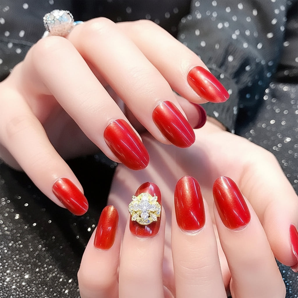 Kit Strisce Adesive per Unghie in Gel - 20 Pezzi con Lima e Bastoncino per Manicure Perfetta rosso