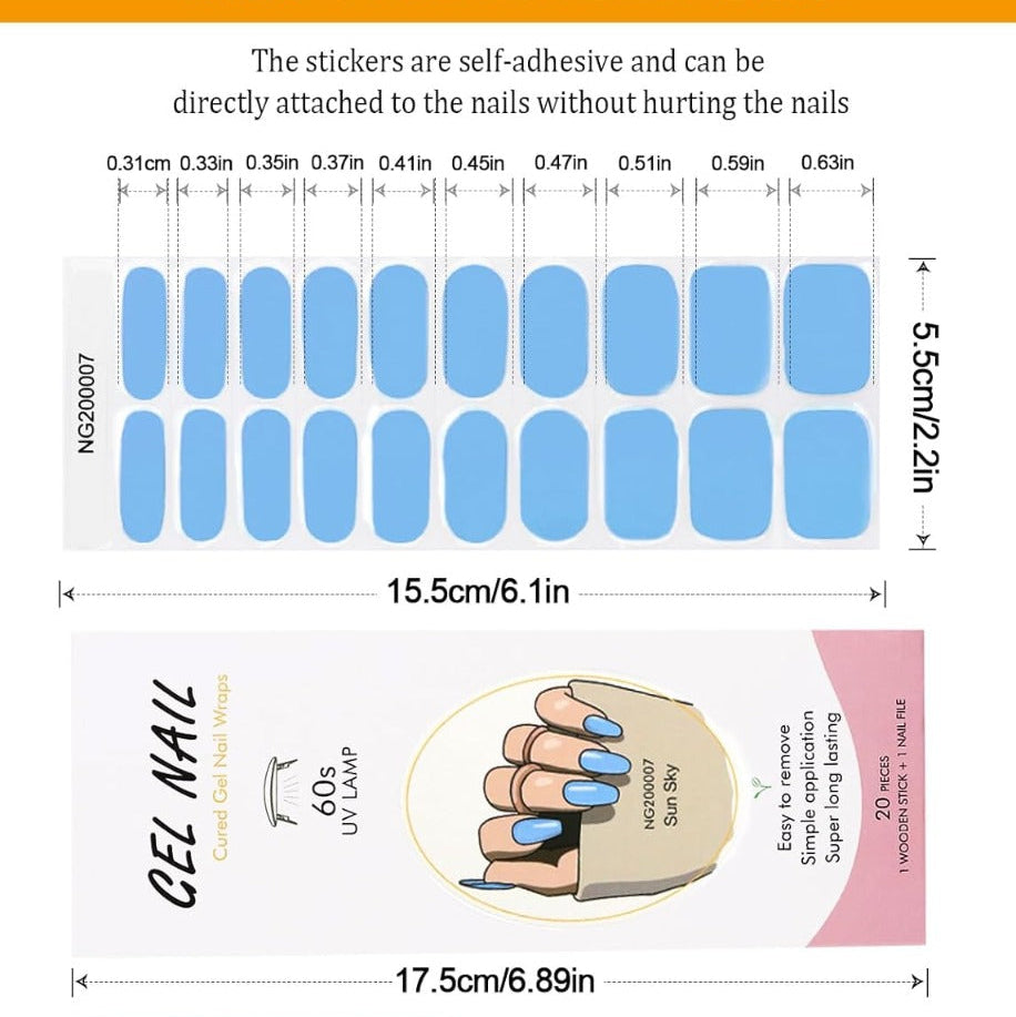 Kit Adesivi per Unghie in Gel Semipolimerizzato -  con Accessori