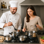 Set di Pentole 12 Pezzi in Acciaio Inox – Compatibili con Induzione – Coperchi con Valvola di Sicurezza – Design Professionale