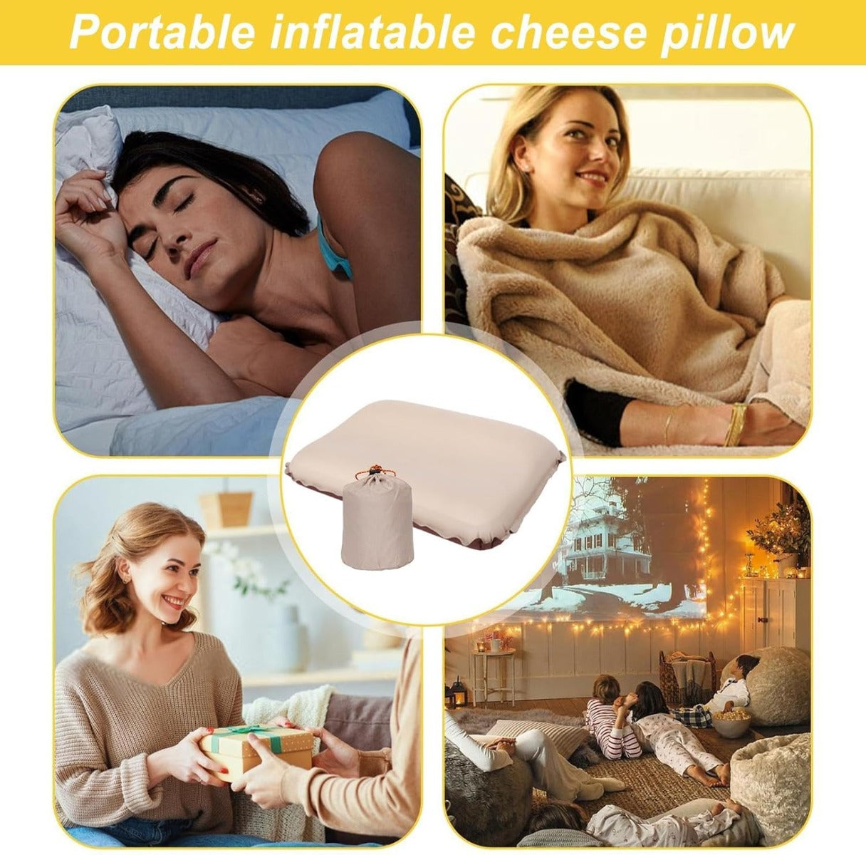 Cuscino da Campeggio Gonfiabile per Collo e Testa, Compatto e Leggero, Pieghevole, Multifunzione