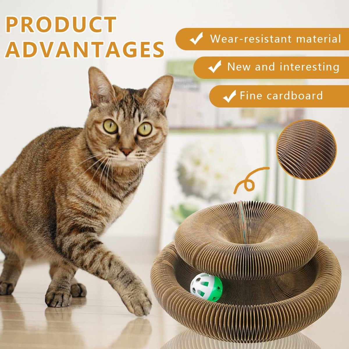 Tiragraffi Interattivo per Gatti -  Pieghevole, Multifunzione con Palla