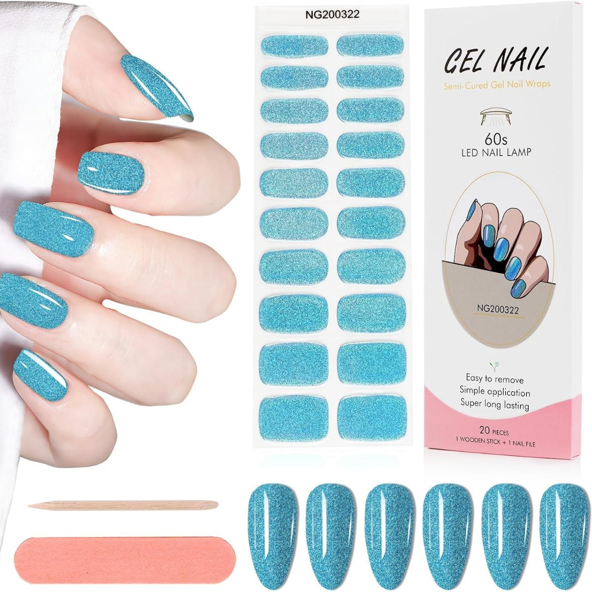 Kit Adesivi per Unghie in Gel Semipolimerizzato -  con Accessori per Manicure