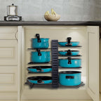 Organizzatore per Pentole e Padelle con 8 Livelli, Supporti Regolabili per Coperchi e Design Personalizzabile