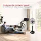 Ventilatore 3 in 1 a Piantana, da Tavolo e a Parete ø43cm Oscillante 3 Velocità Inclinazione Variabile  da parete da tavolo o da colonna