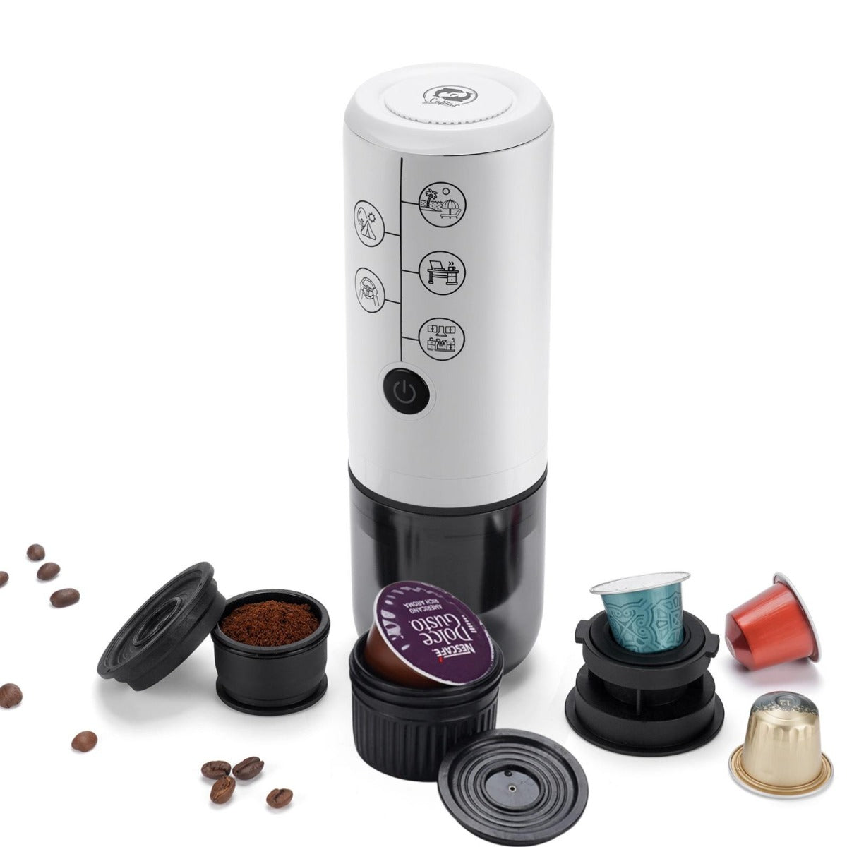 Macchina da Caffè Espresso Portatile 3-in-1 i Cafilas, 17 Bar, Compatibile Nespresso, Dolce Gusto e Caffè in Polvere | Batteria 2600mAh, USB-C, Senza Funzione di Riscaldamento