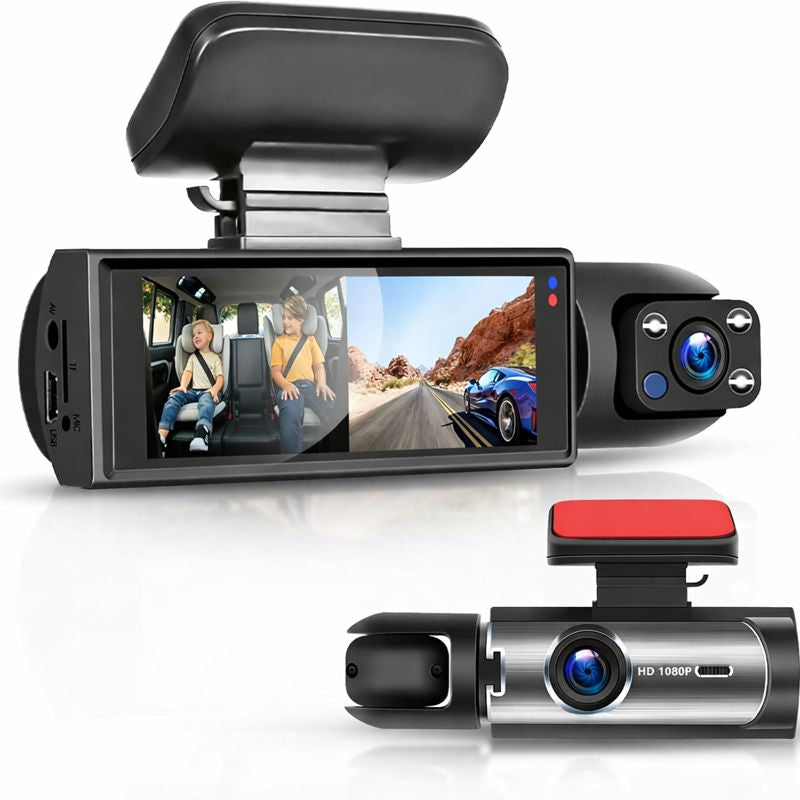 Dash Cam con Schermo LCD e Obiettivo Grandangolare 180° per Auto