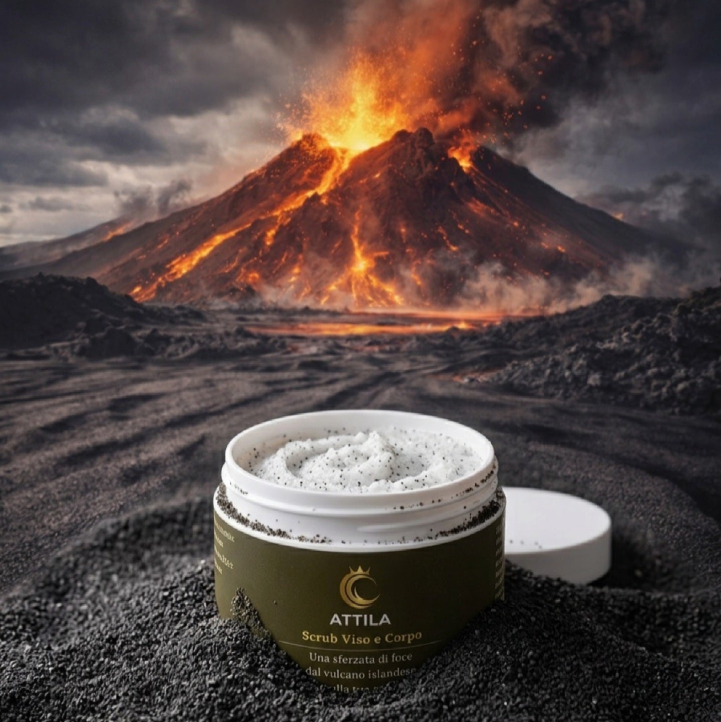 ATTILA | Scrub Esfoliante, Purificante e Idratante Viso e Corpo con Sabbia Vulcanica e Caolino