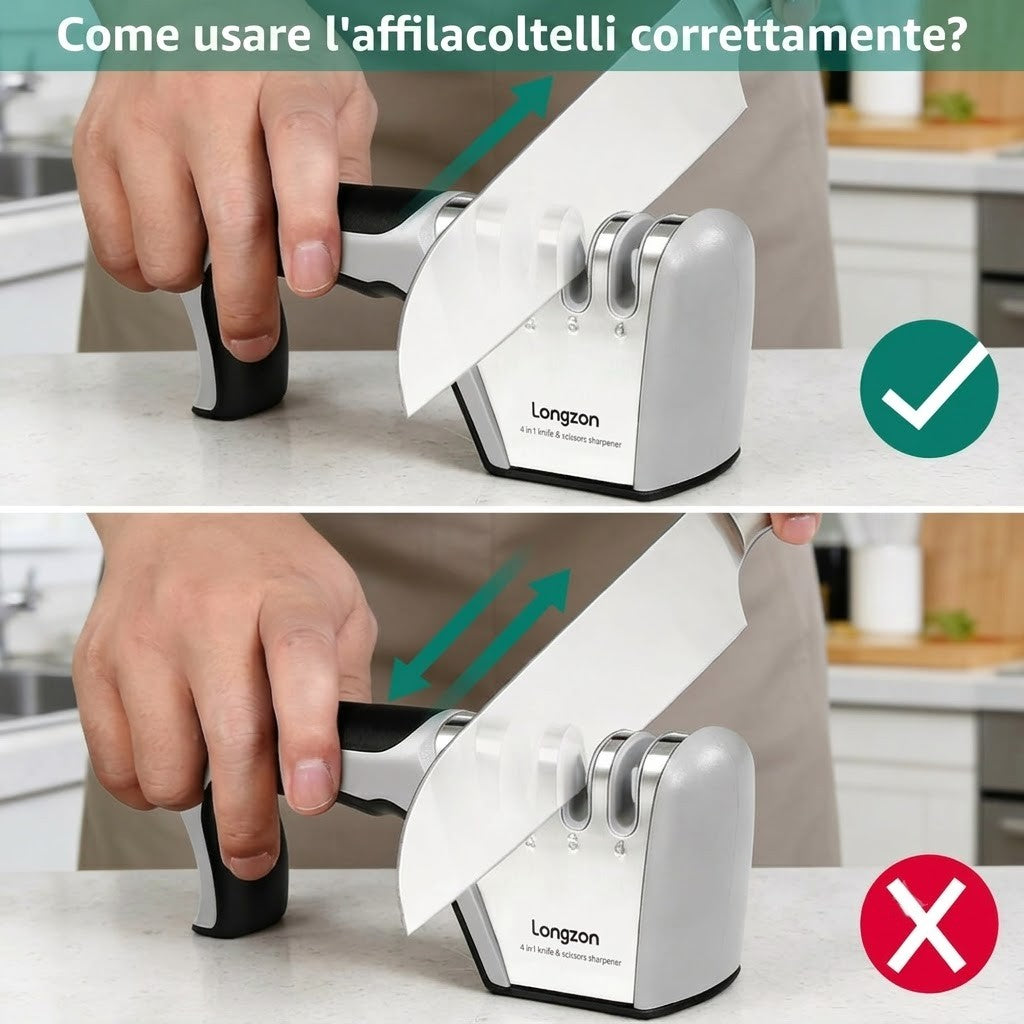 Affilacoltelli Professionale 4 in 1 con Guanto