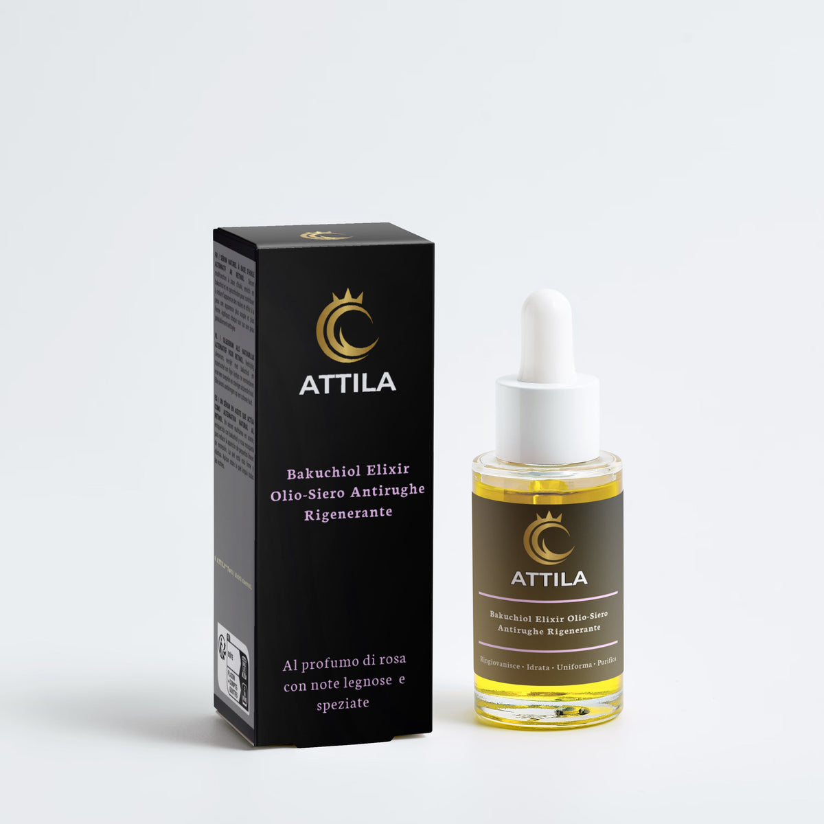 ATTILA | Siero Olio Rigenerante, Idratante e Illuminante con Bakuchiol e Olio di Jojoba
