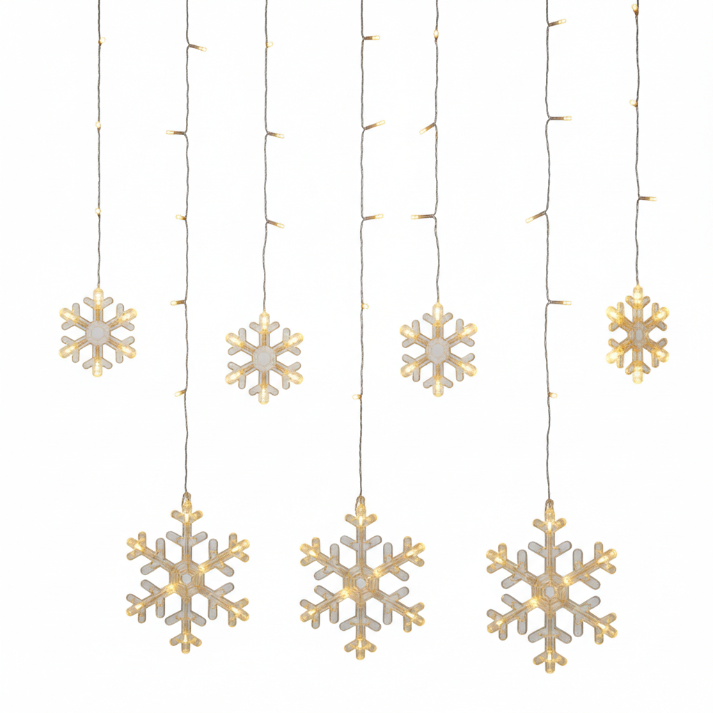 Catena Luminosa a LED per Finestra – Forme Natalizie Assortite – Luce Bianca Calda