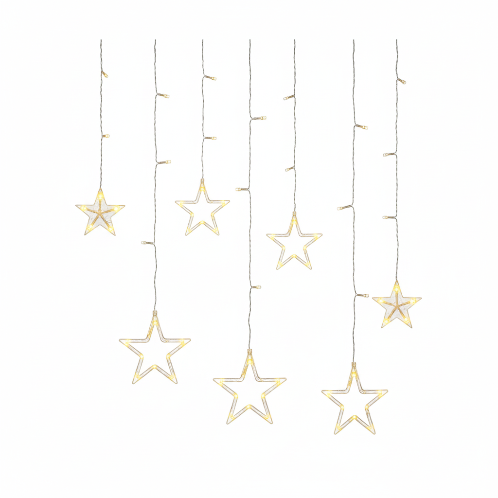 Catena Luminosa a LED per Finestra – Forme Natalizie Assortite – Luce Bianca Calda