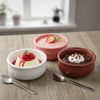 Set 3 Ciotole Ramequin in Ceramica Colorata - Bianco, Rosa e Marrone