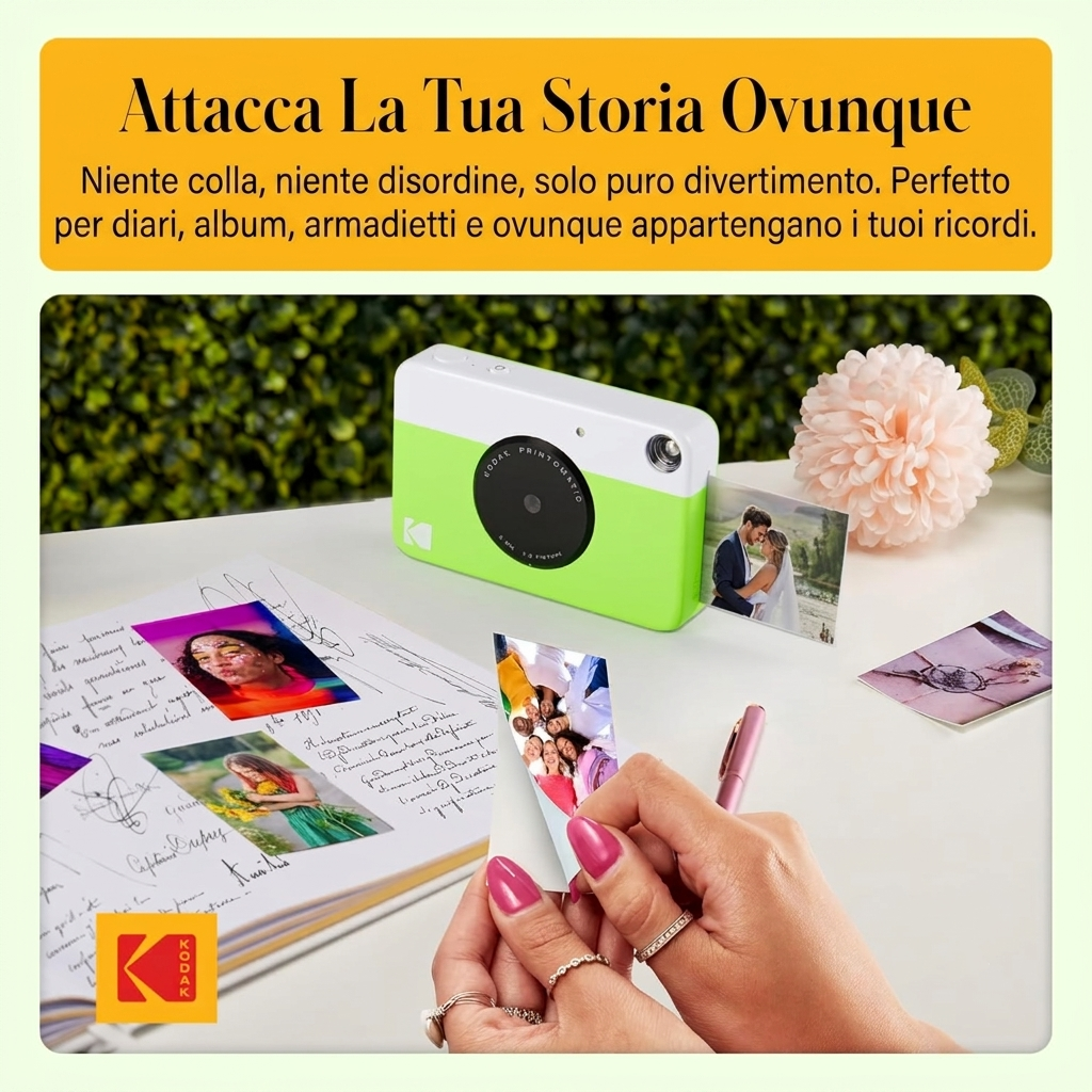 Fotocamera Istantanea Kodak Printomatic Digitale + 20 Carta Foto