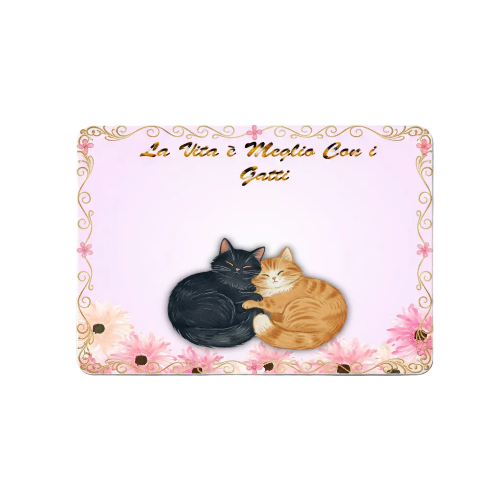 Tovaglietta in Sughero Gatti 28x40 cm - "La Vita è Meglio Con i Gatti" - Sottopiatto