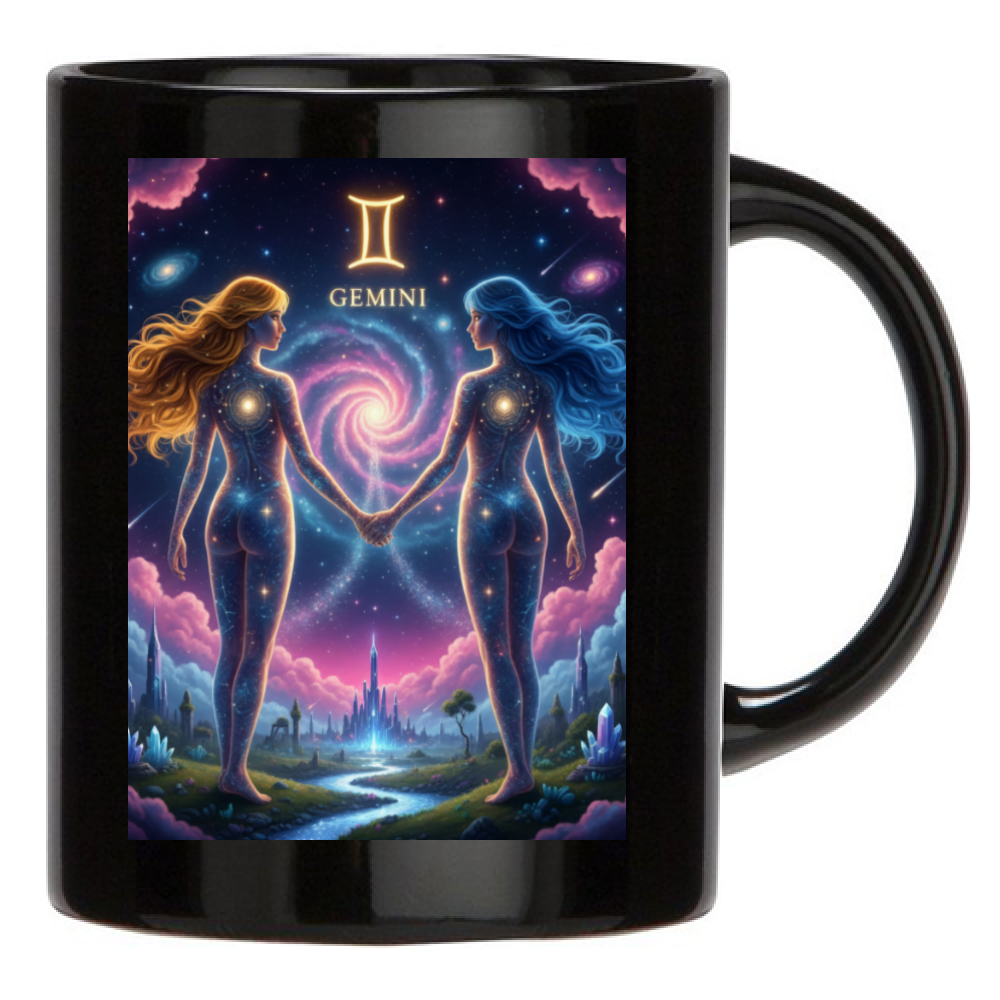Tazza Nera Mug Personalizzata Gemelli - Idea Regalo, Ceramica, Colazione, Latte, Caffè