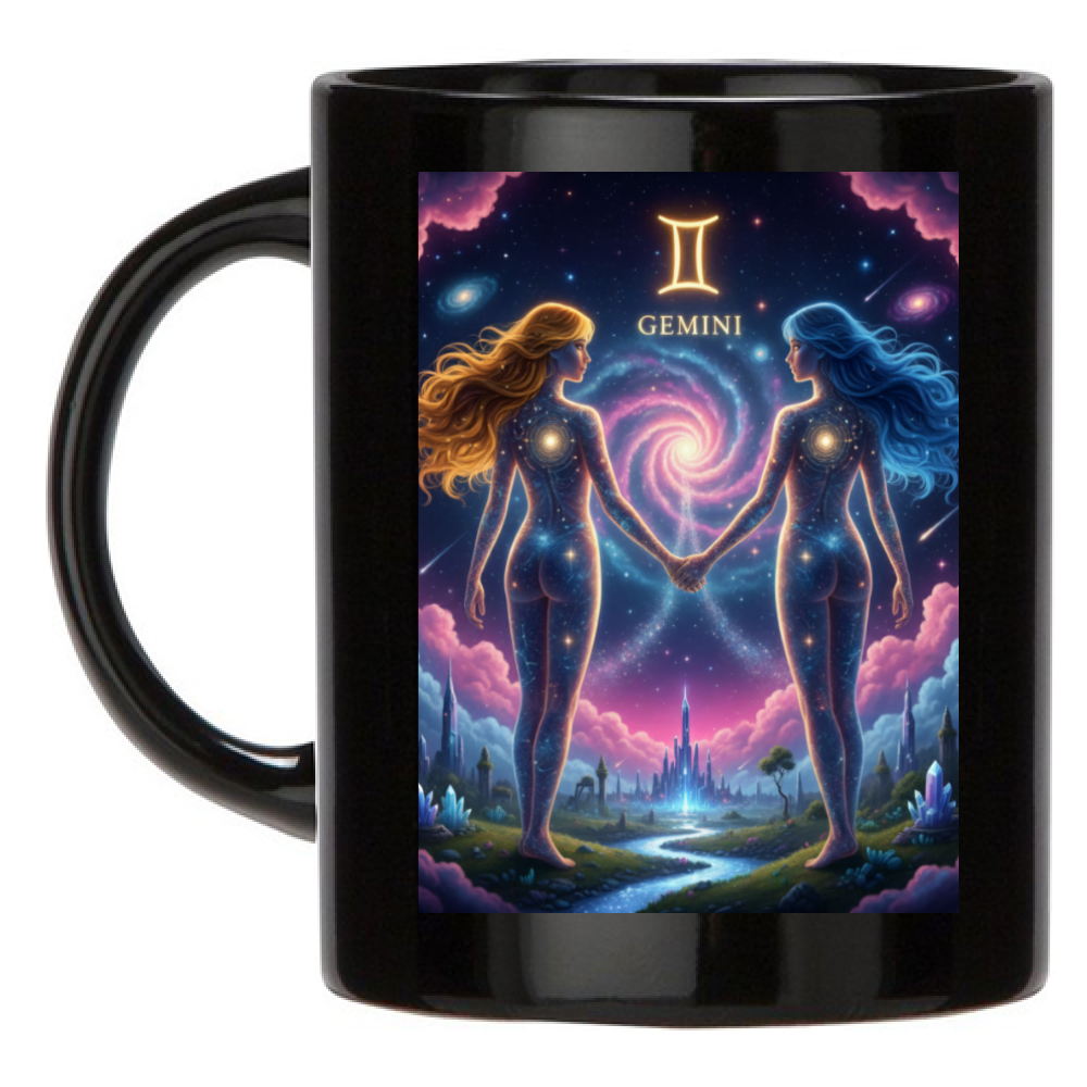 Tazza Nera Mug Personalizzata Gemelli - Idea Regalo, Ceramica, Colazione, Latte, Caffè