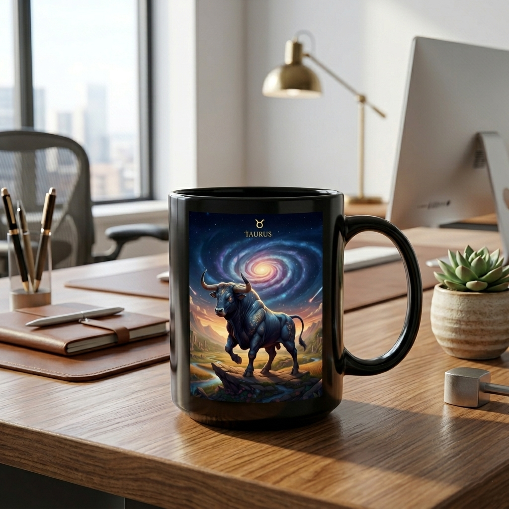 Tazza Mug Nera Personalizzata Toro- Idea Regalo Ceramica Colazione Caffè Latte