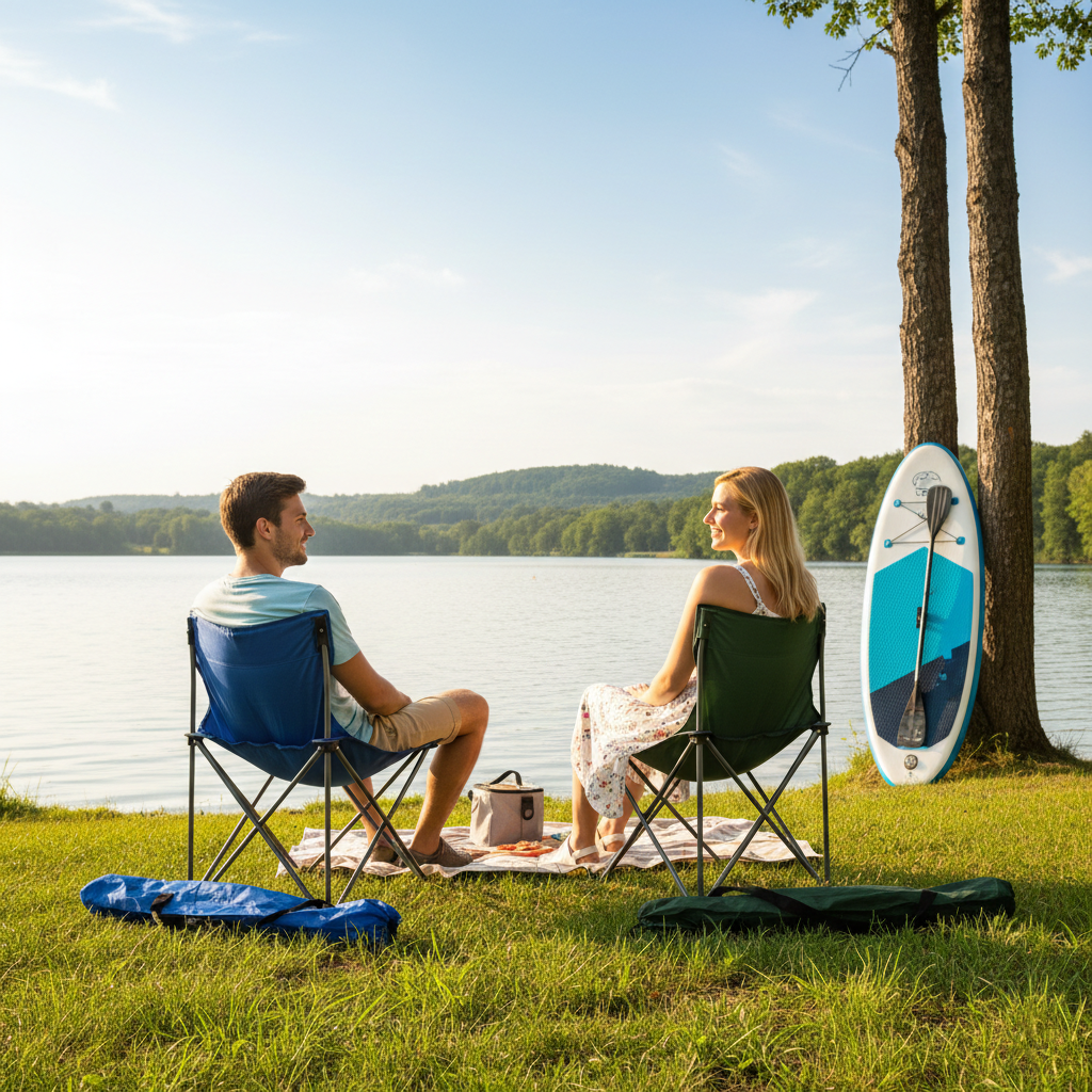 Sedia pieghevole da campeggio giardino picnic pesca portatile con sacca