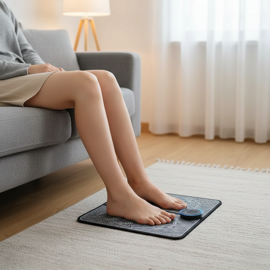 Elettrostimolatore Plantare EMS Piedi – Massaggiatore Elettrico con 6 Modalità, 10 Livelli di Intensità, Infrarossi e Vibrazione