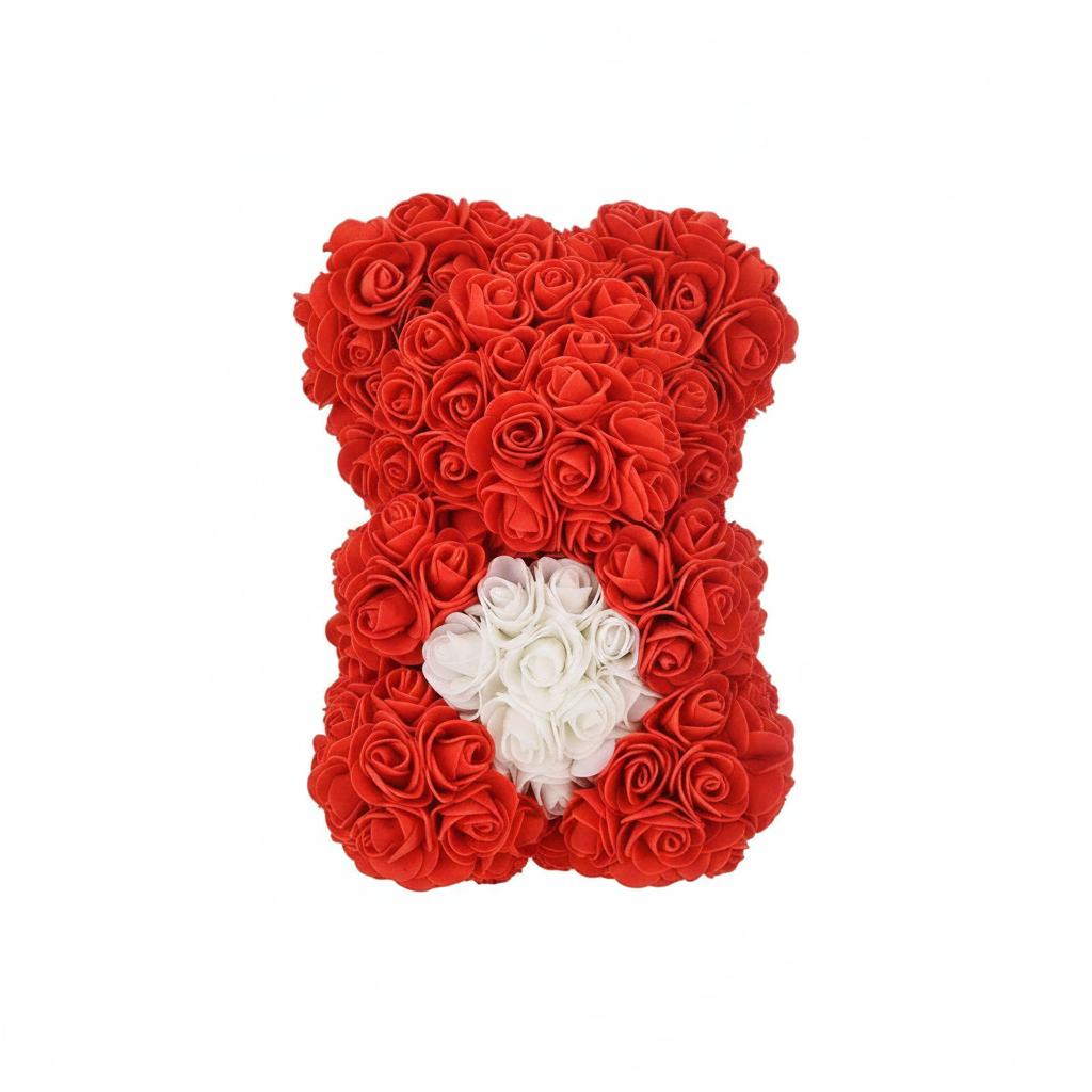 Orso di Fiori Artigianale - Simbolo d'Amore per Eventi Indimenticabili (rosso)