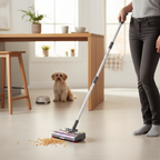 Scopa Aspiratore Senza Fili con Spazzola Rotante, Funzione Anti-Ostruzione e Luce LED