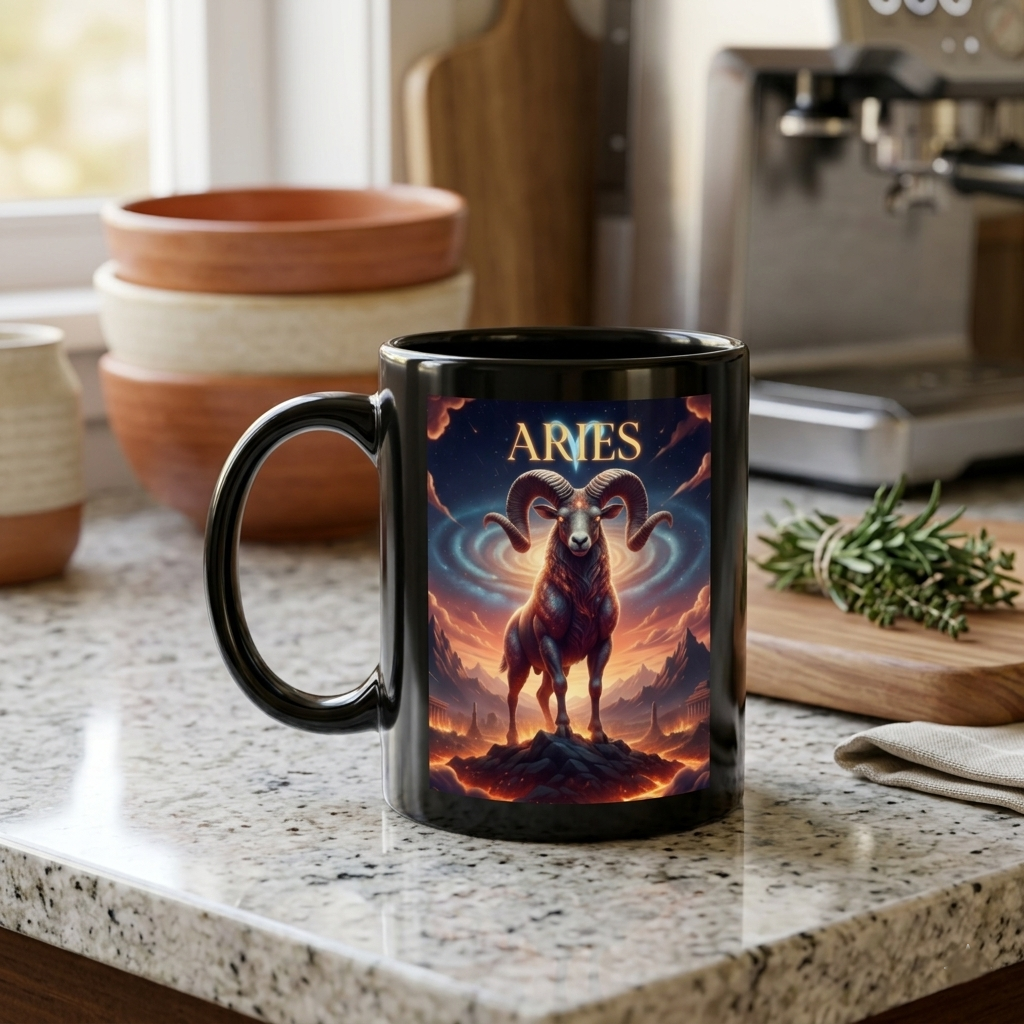 Tazza Mug Personalizzata Ariete Nera - Idea Regalo Ceramica Colazione