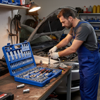 Set di 108 Pezzi con Chiavi a Bussola, Cricchetto e Cacciavite con Punte Intercambiabili