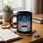 Tazza Caffè e Latte Segno Zodiacale Cancro - Mug Colazione Nera idea regalo