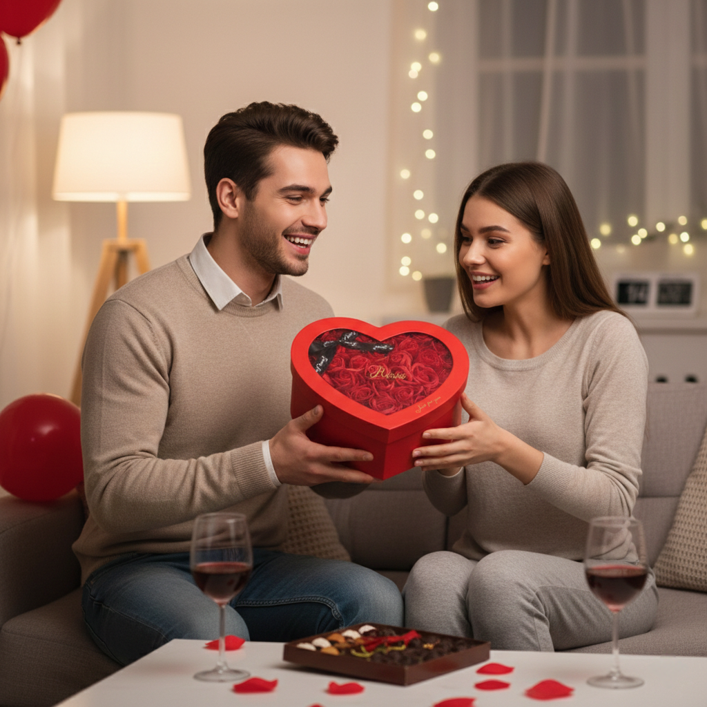 Rose in Scatola Regalo a Forma di Cuore - Rose Rosse per San Valentino, Anniversari e Feste Speciali
