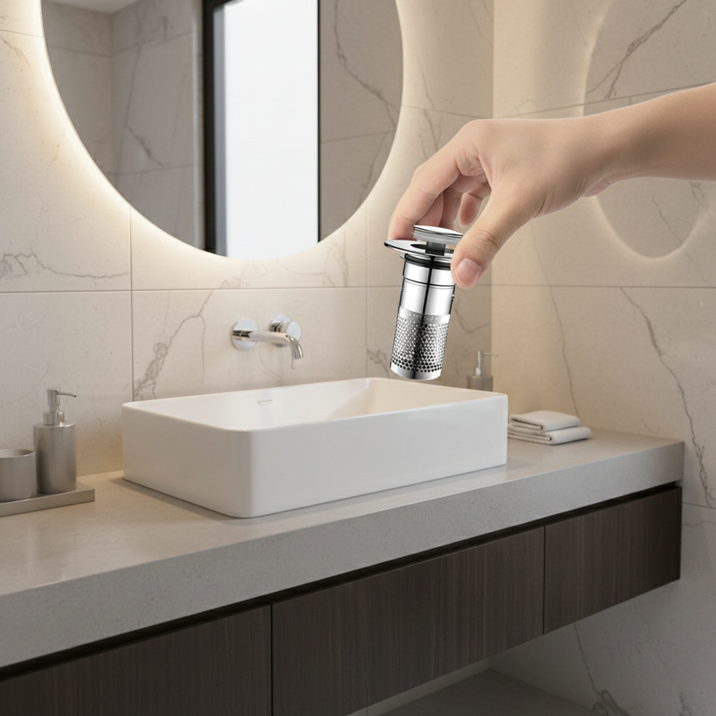 Filtro Cattura Capelli per Lavandino e Doccia – Pop-Up in Acciaio Inox