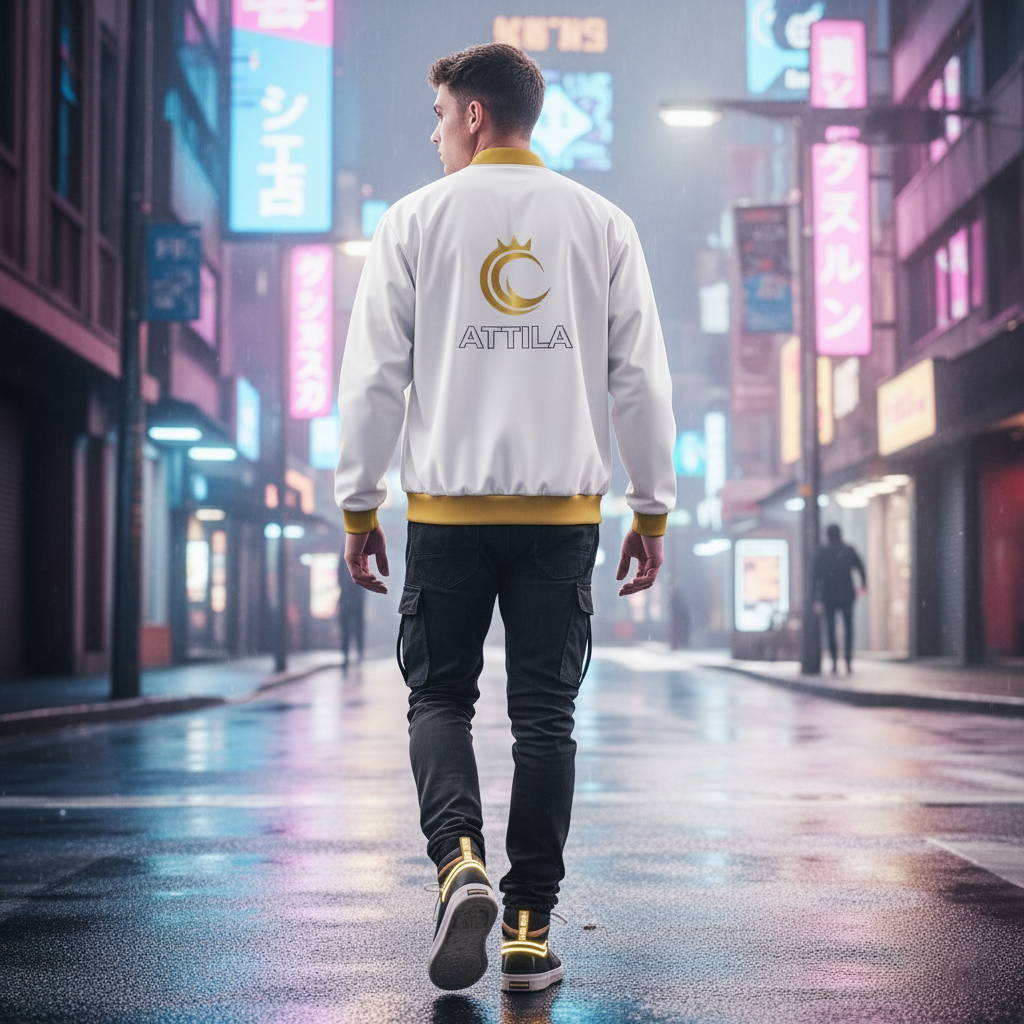 Giacca Bomber Attila", usa "Giacca Bomber Unisex Bianca Alta Qualità - Brand Attila - Stile Urban