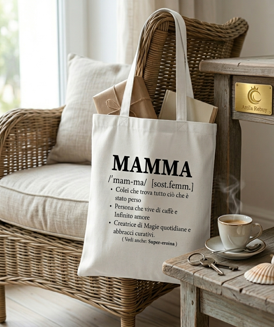 Tote Bag Mamma Definizione - Borsa Cotone 38x42cm Manici Lunghi -  Idea Regalo Originale