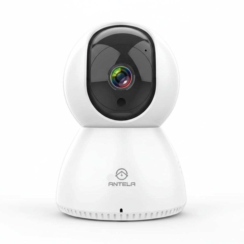 ANTELA Telecamera Wi-Fi da Interno 1080P FHD, PTZ 355°/90°, Audio Bidirezionale, Visione Notturna IR, Rilevamento Movimento, Compatibile con Alexa e Google Home, Dual Wi-Fi 2.4/5GHz
