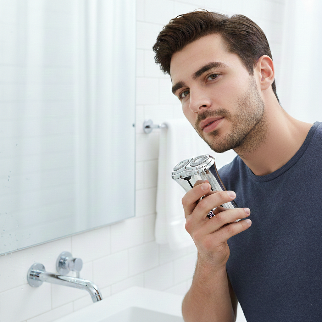 Rasoio Elettrico Portatile Uomo USB Display Intelligente e Design Elegante