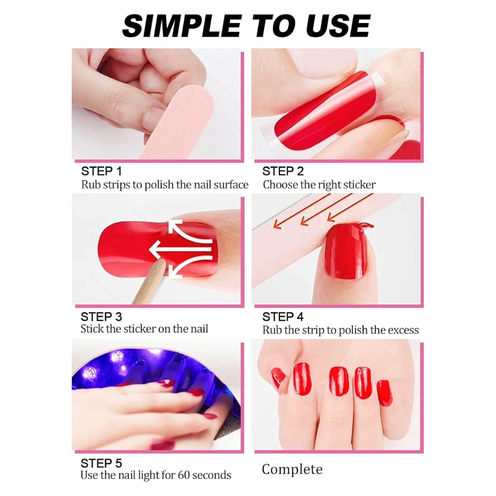 Kit Adesivi per Unghie in Gel Semipolimerizzato -  con Accessori per Manicure