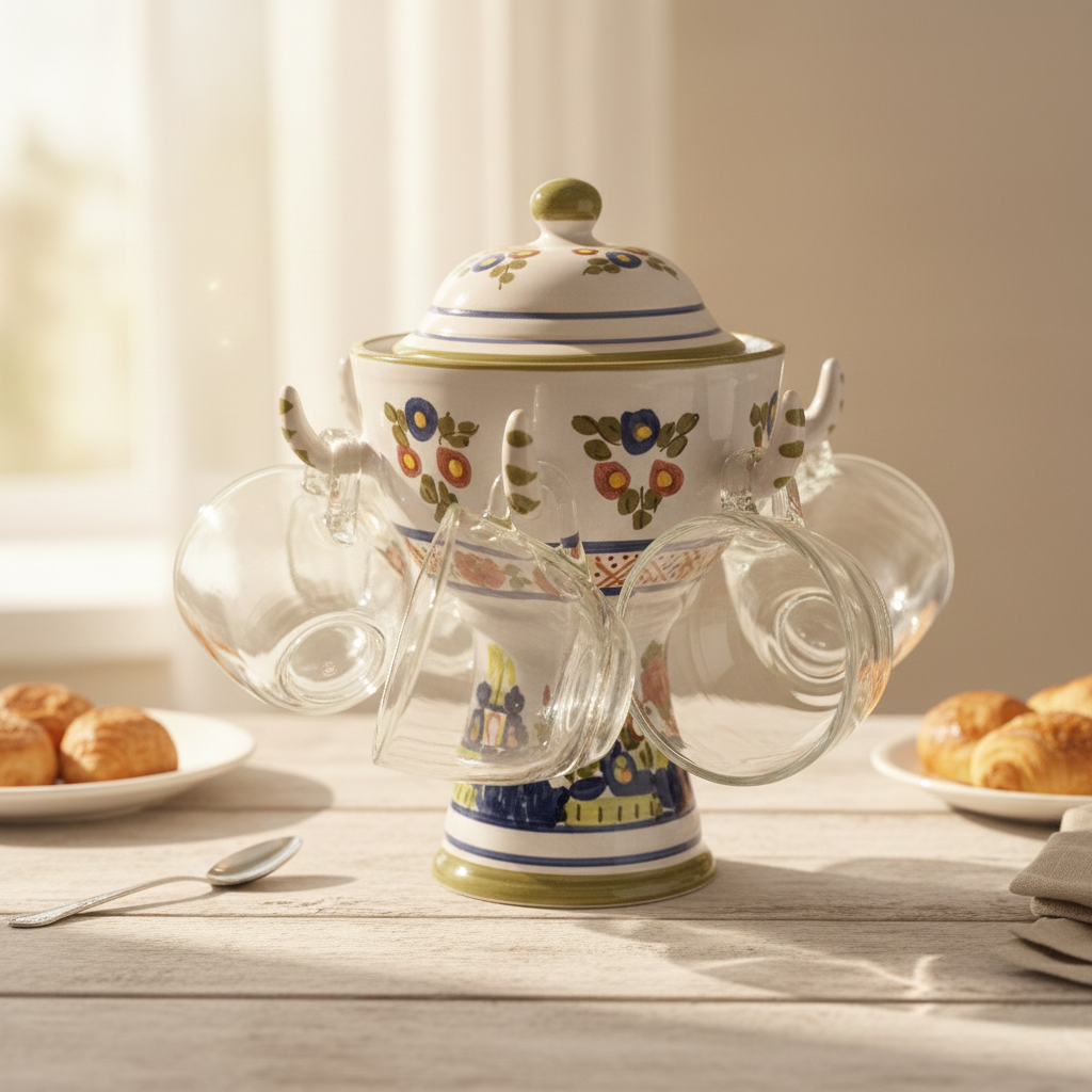 Porta Tazze in Ceramica d'Arte – Esclusivo Made in Italy Decorato a Mano