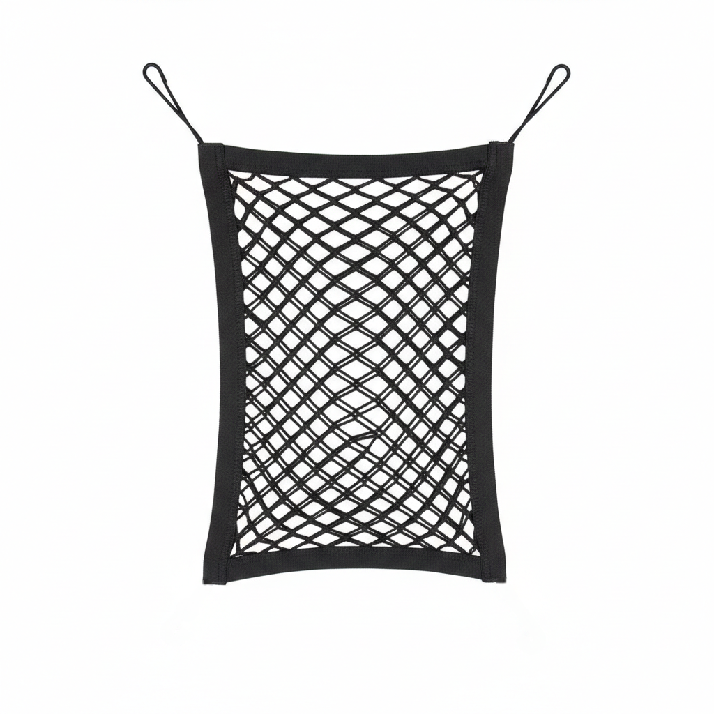 Rete Portaoggetti per Auto con 4 Ganci, Organizzatore per Sedile con 2 Tasche, Barriera di Sicurezza per Animali e Bambini