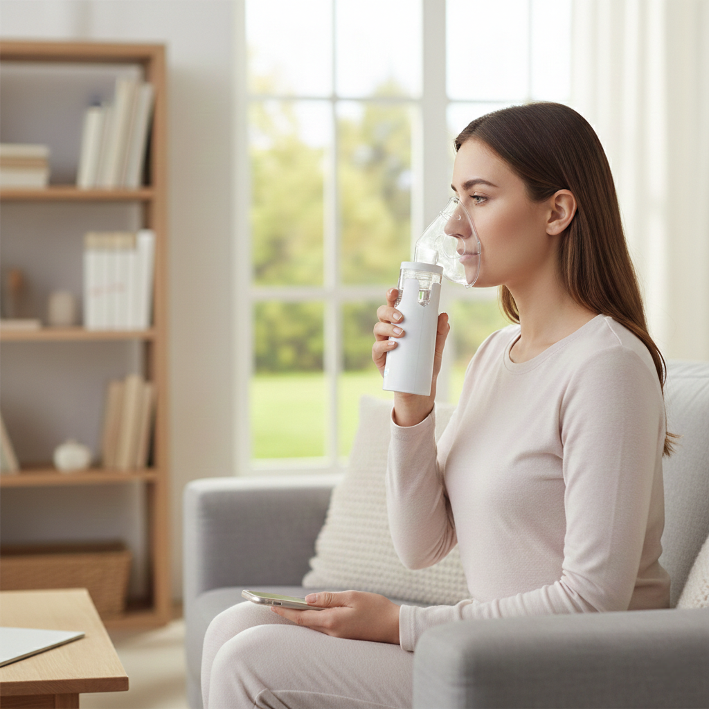 Aerosol Portatile Ricaricabile a Ultrasuoni – Doppia Alimentazione USB/Batteria, Maschere per Adulti e Bambini