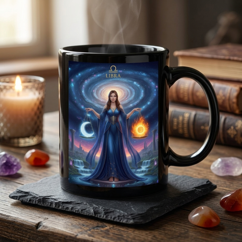 Tazza Caffè Latte Bilancia - Mug Ceramica Colazione Nera