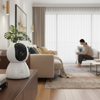 ANTELA Telecamera Wi-Fi da Interno 1080P FHD, PTZ 355°/90°, Audio Bidirezionale, Visione Notturna IR, Rilevamento Movimento, Compatibile con Alexa e Google Home, Dual Wi-Fi 2.4/5GHz