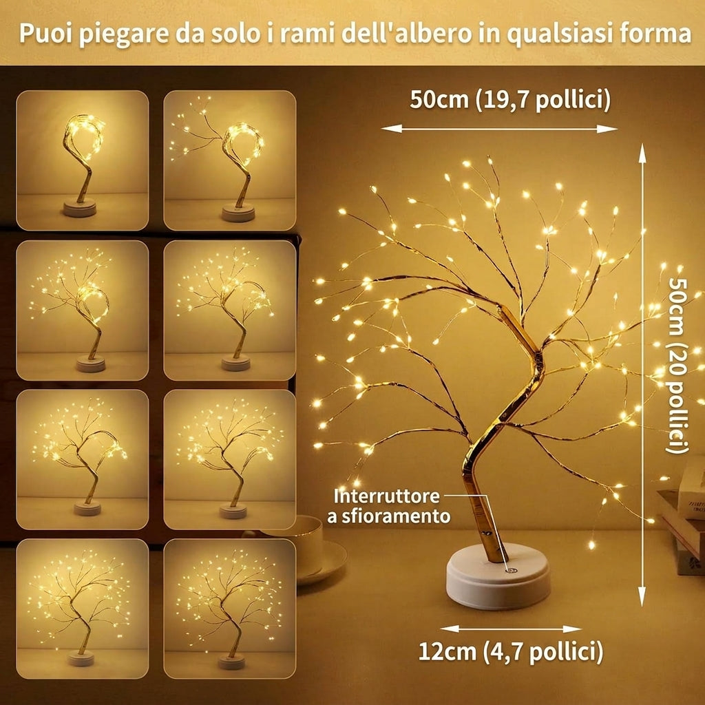 Albero Luminoso LED Decorativo con Rami Flessibili e Touch-Control