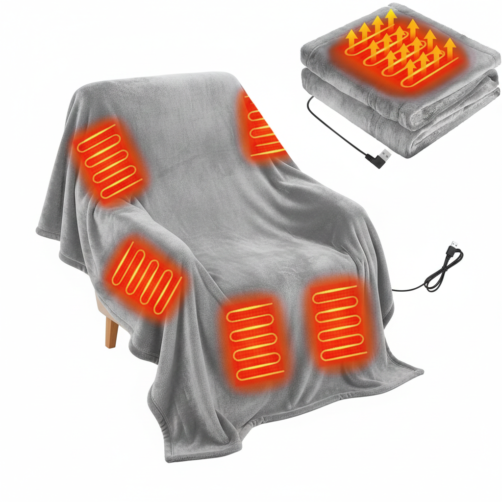 Coperta Termica USB Portatile con 3 Livelli di Temperatura – Ideale per Casa, Ufficio, Auto e Campeggio