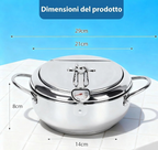 Pentola Friggitrice da 20cm per Induzione e Gas con Termometro