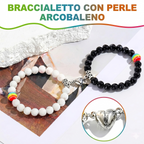 Bracciali Coppia Magnetici Pride: Cuore Calamita e Arcobaleno LGBTQ+