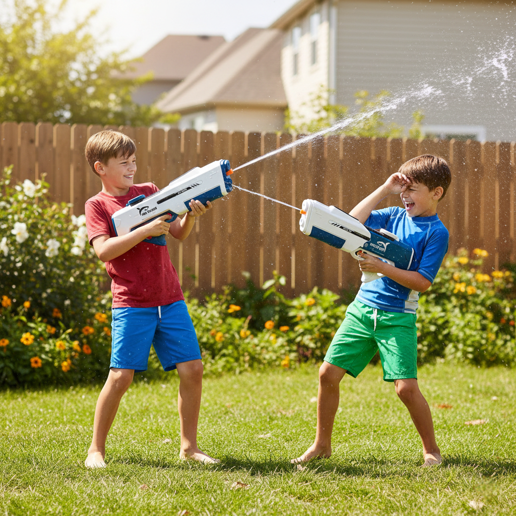 Pistola ad Acqua Elettrica Ricaricabile con Serbatoio da 500ML – Spruzzo Automatico – Giocattolo Estivo Ideale per Bambini e Adulti – Perfetto per Holi, Mare, Piscina e Giardino