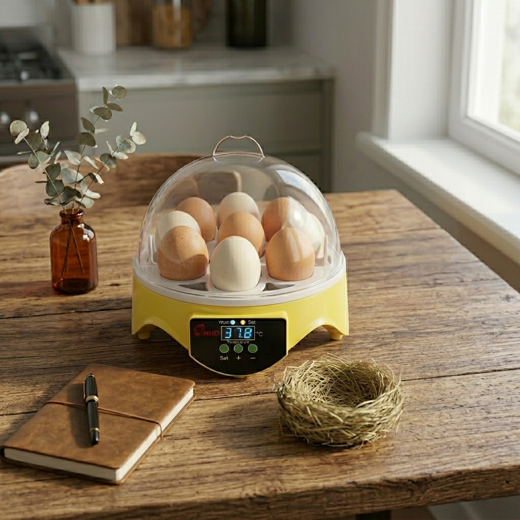 Incubatrice Digitale 7 Uova per Polli e Uccelli con Touch Screen e LED