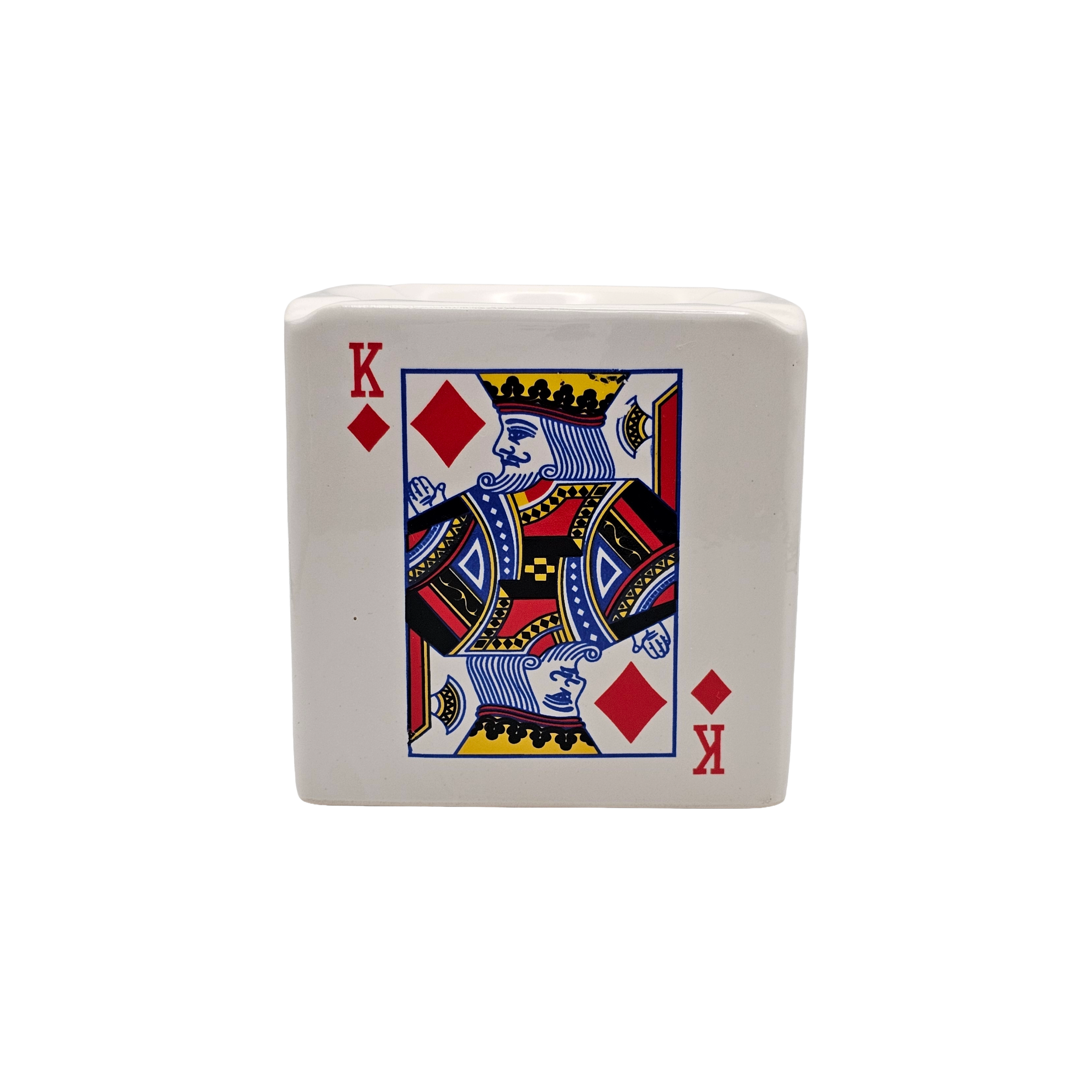 Portacenere in Ceramica Design Carte da Gioco Quadri Fiori Picche - Poker Style