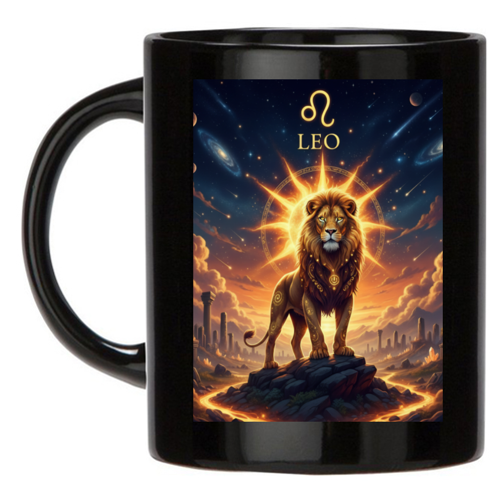 Tazza Mug Nera Personalizzata Leone - Idea Regalo Ceramica Colazione