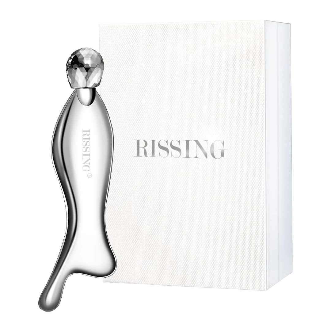 Massaggio Gua Sha Viso in Acciaio Inox Placcato Platino RISSING