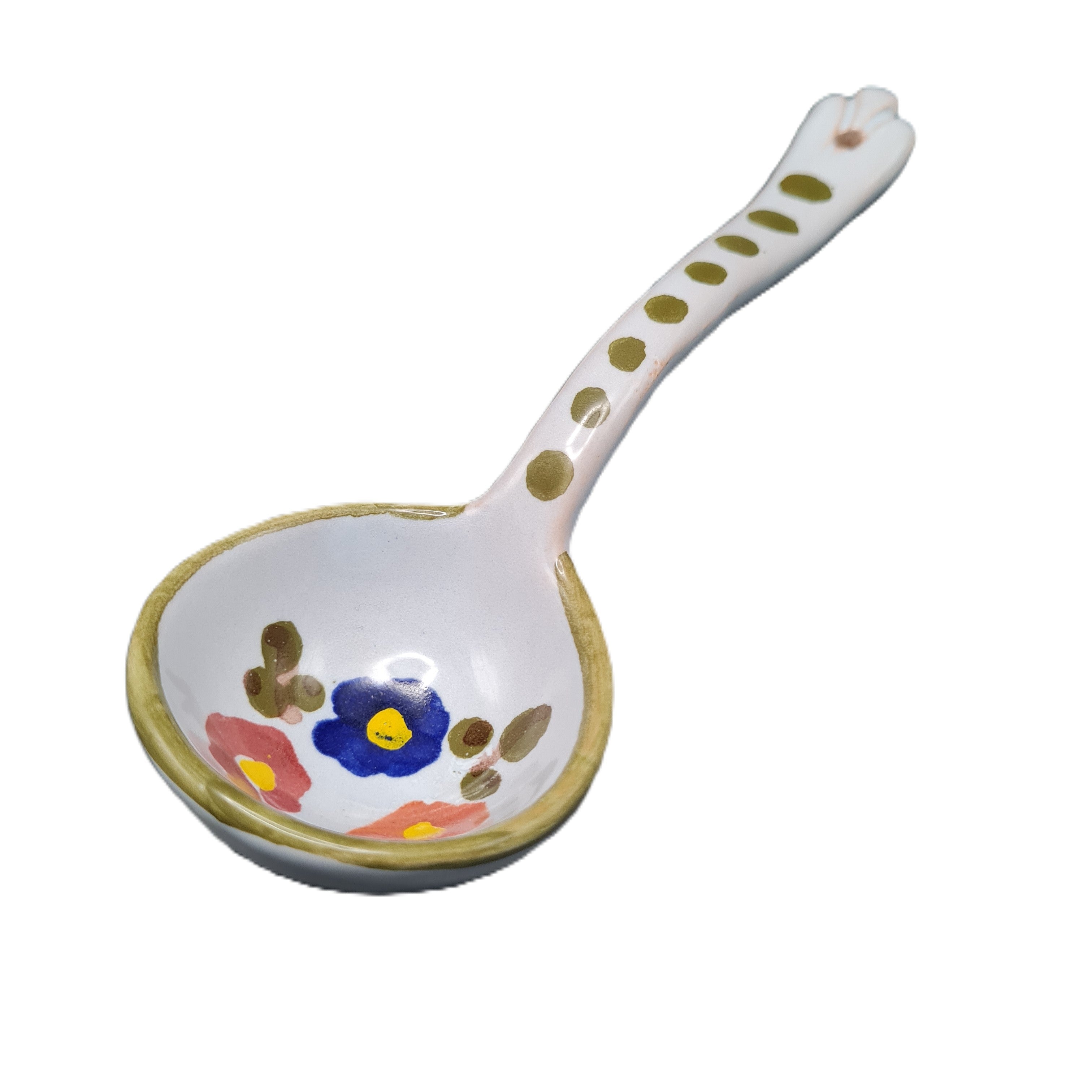Mestolo in Ceramica Decorato a Mano - Stile Rustico e Tradizionale Made in Italy